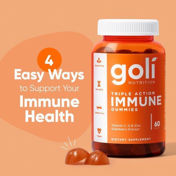 A clean, monochromatic product-centric ad that uses a simple numbered list to communicate the health benefits of the featured supplement.